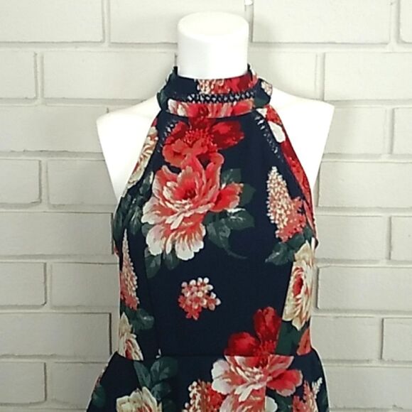 B. Darlin Navy Blue Floral Lace Fit & Flare Formal Vibrant Dress. Size 11/12 - Picture 2 of 13